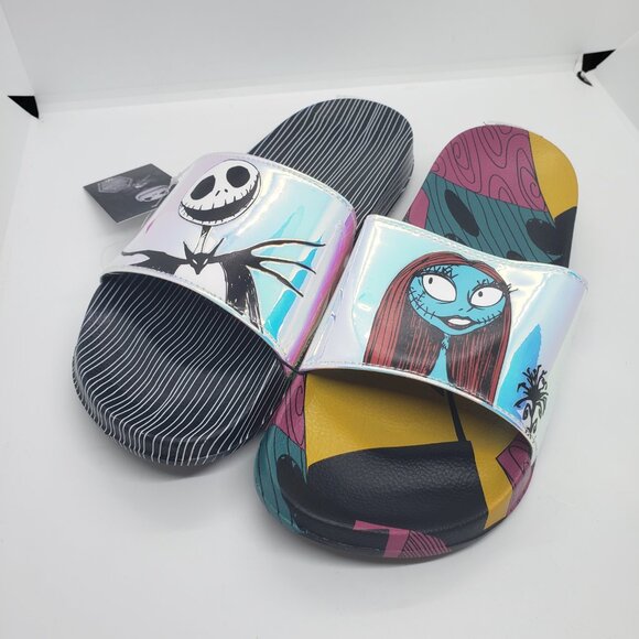 Nightmare Before Christmas Slides Sandals Women's 9 Jack Skellington Sally Xmas - Picture 10 of 11